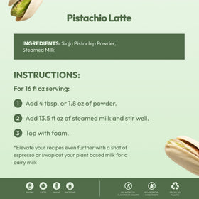 SLO-JO Pistachio White Chocolate powder frappes create creamy froth