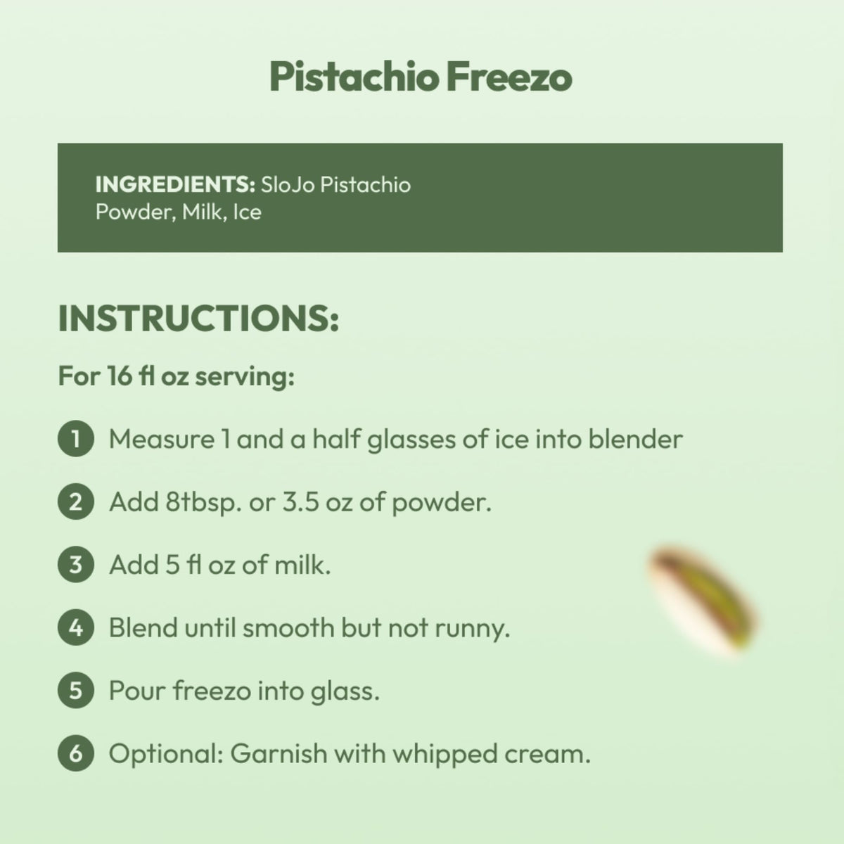 SLO-JO Pistachio White Chocolate powder iced coffee pour for cafe-style chill