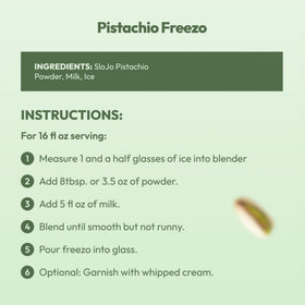 SLO-JO Pistachio White Chocolate powder iced coffee pour for cafe-style chill