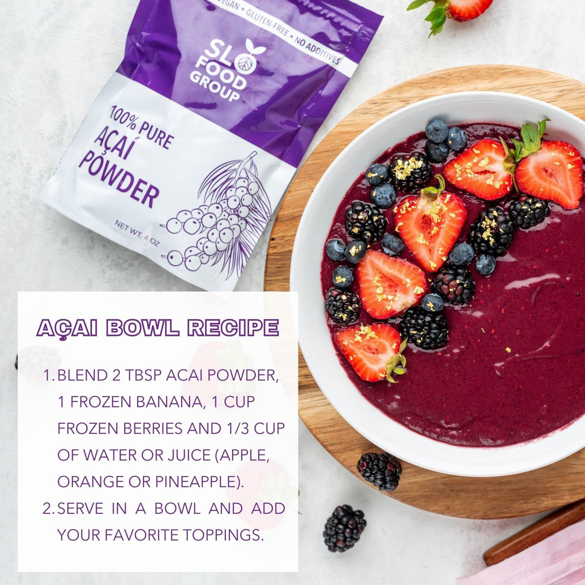 Slofoodgroup acai smoothie recipe scene demonstrates quick, nutrient-rich drinks
