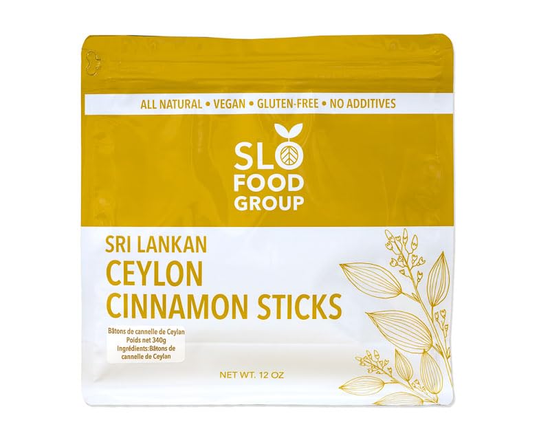 Slofoodgroup Ceylon cinnamon quills are five inches long for easy grinding and use.