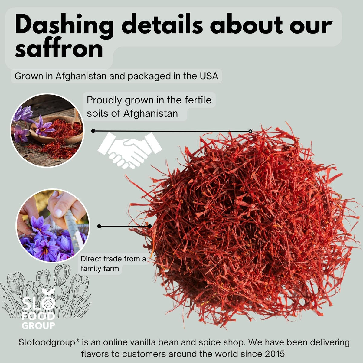 Slofoodgroup negin grade saffron 7g for vivid color and aroma.