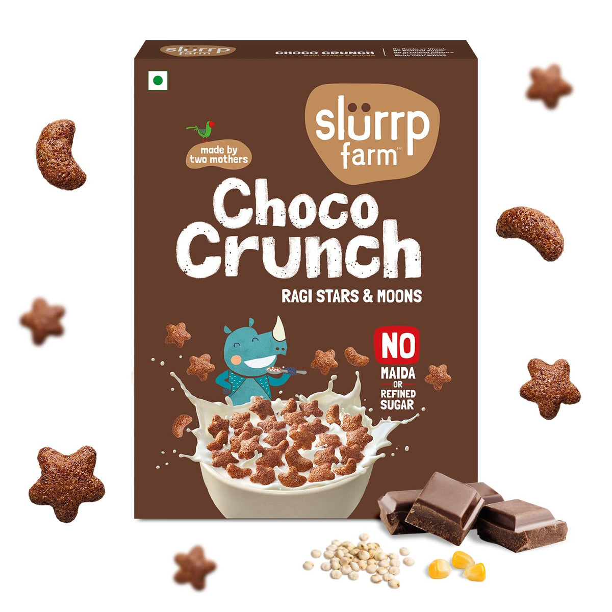 Slurrp Farm Choco Crunch Ragi Cereal bowl with stars and moons for a nourishing breakfast