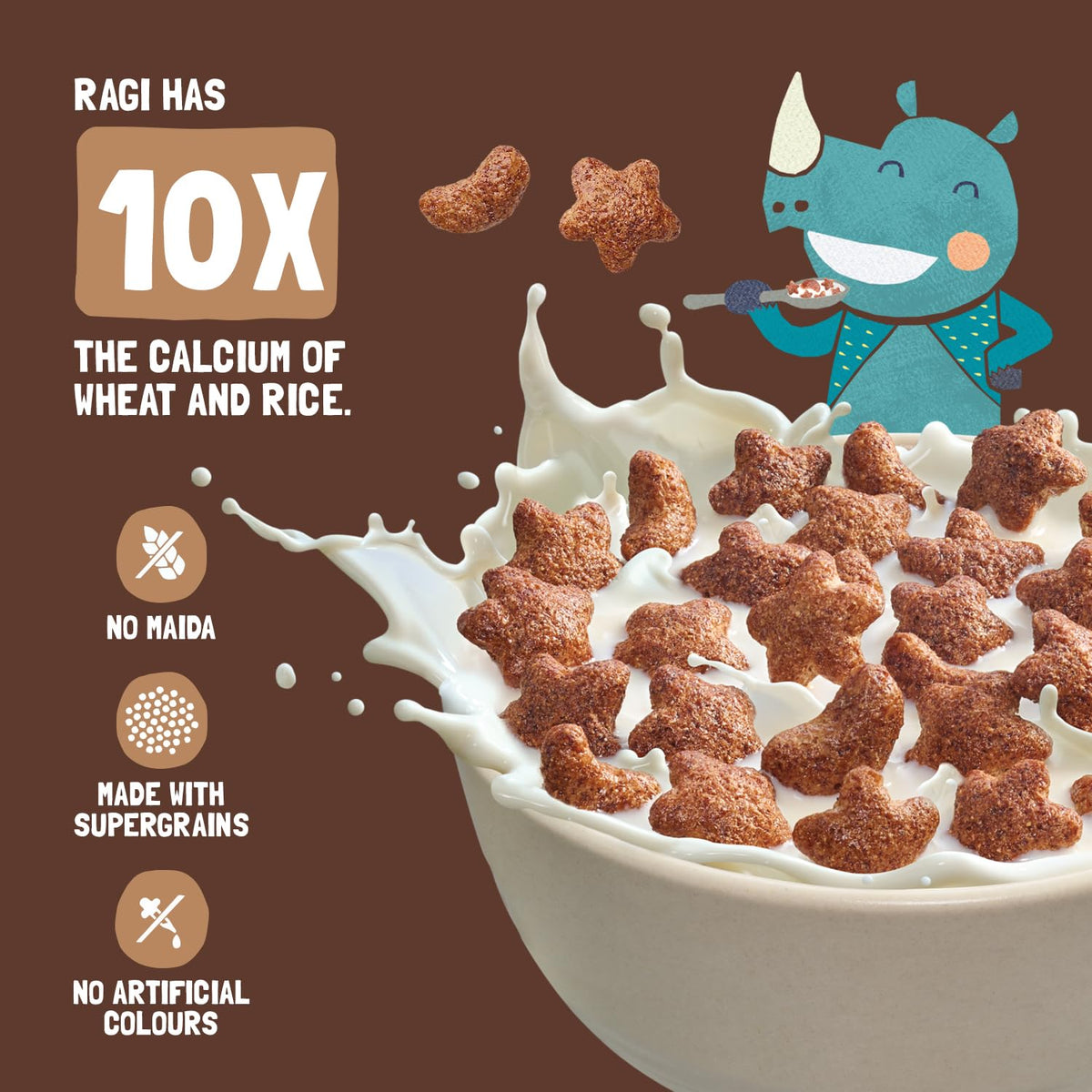 Slurrp Farm Choco Crunch Ragi Cereal kid enjoying a bowl at breakfast