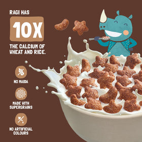 Slurrp Farm Choco Crunch Ragi Cereal kid enjoying a bowl at breakfast