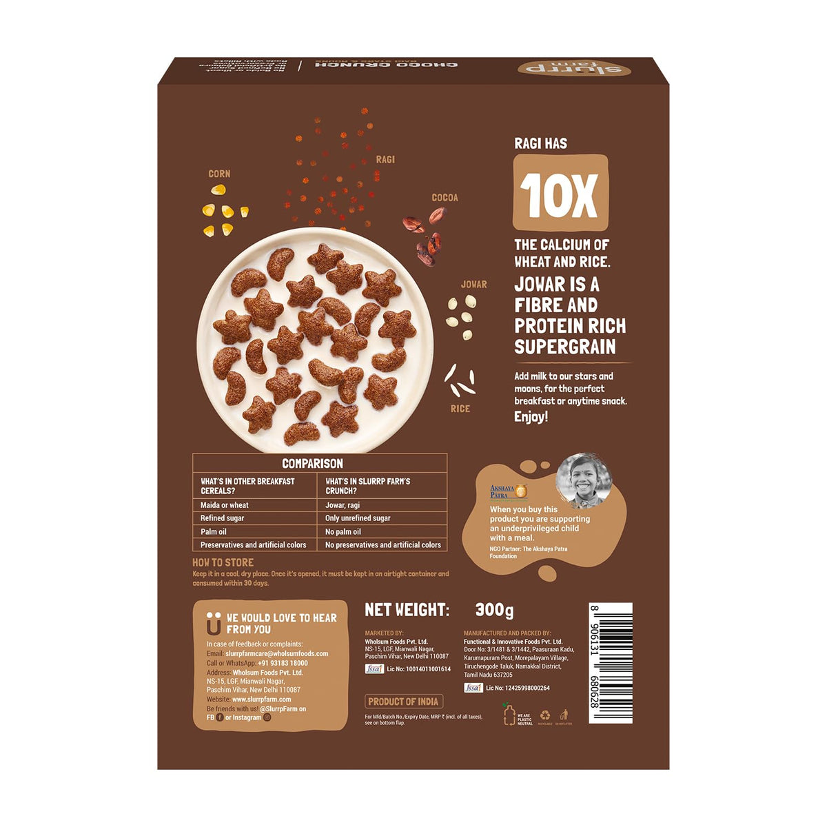 Slurrp Farm Choco Crunch Ragi Cereal snack time ready for munching