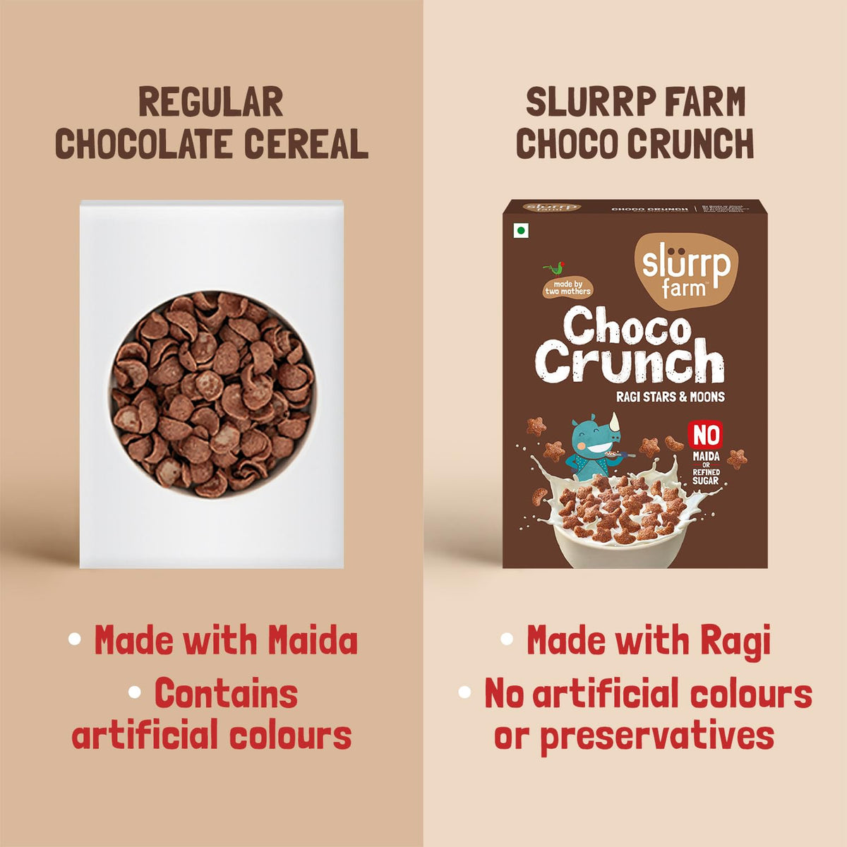 Slurrp Farm Choco Crunch Ragi Cereal stars and moons evoke fun morning routine