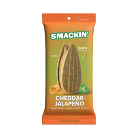 SMACKIN' Sunflower Seeds cheddar jalapeño pack showcases bold flavor in a convenient 1.5oz bag.