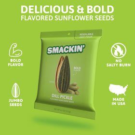 SMACKIN' Sunflower Seeds Easy Pour Seal packaging promotes mess-free serving.