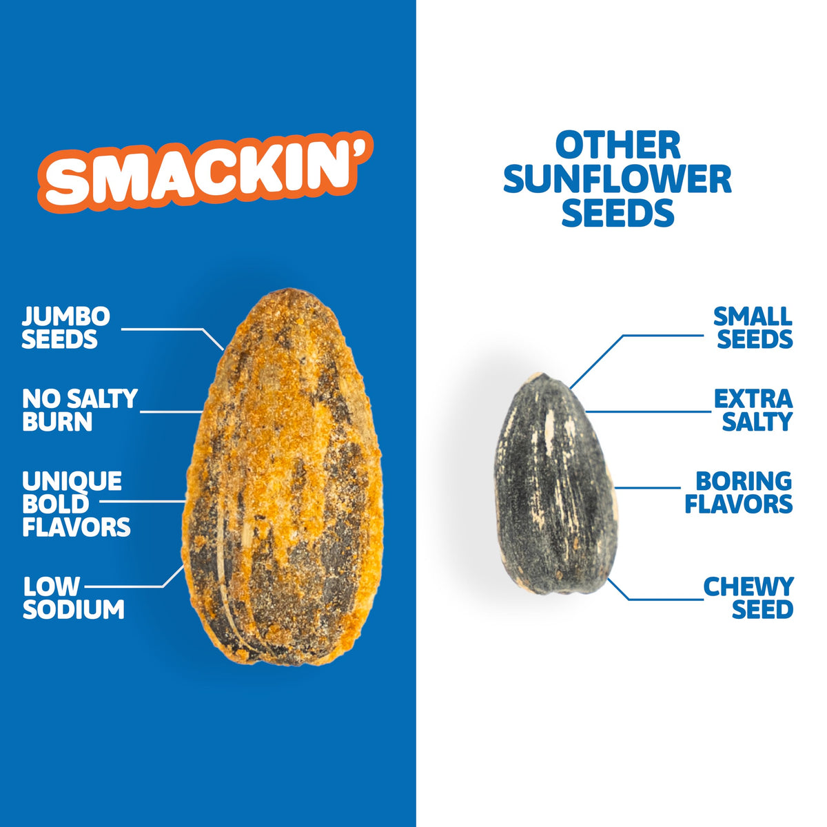 SMACKIN' Sunflower Seeds house-blend coating highlights gourmet flavor in every bite