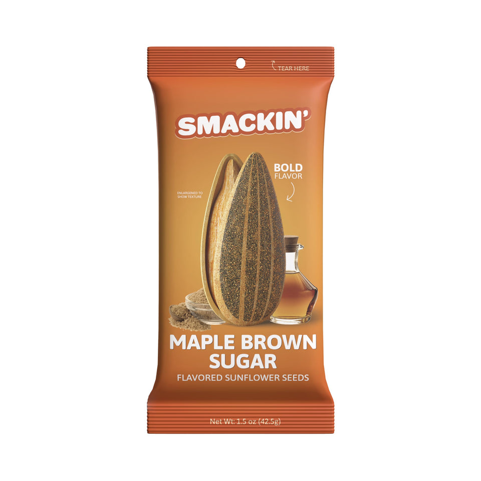 SMACKIN' Sunflower Seeds Maple Brown Sugar roasted close-up, bold flavor