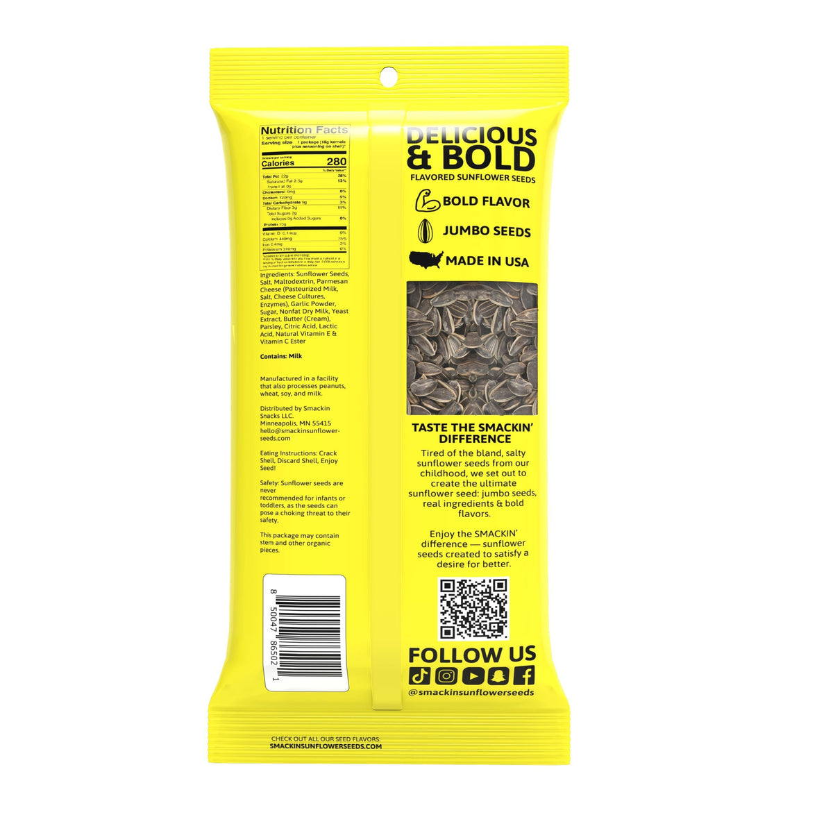 SMACKIN' Sunflower Seeds 1.5-ounce serving shown for keto-friendly snacking