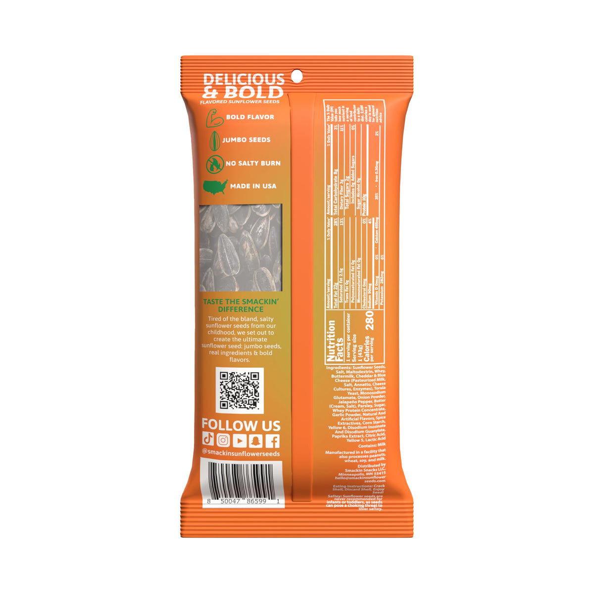 Bold flavor in snack-ready packaging invites on-the-go munching with SMACKIN' seeds.