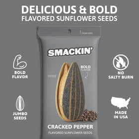 SMACKIN' Sunflower Seeds roasted jumbo seeds closeup with crunchy texture