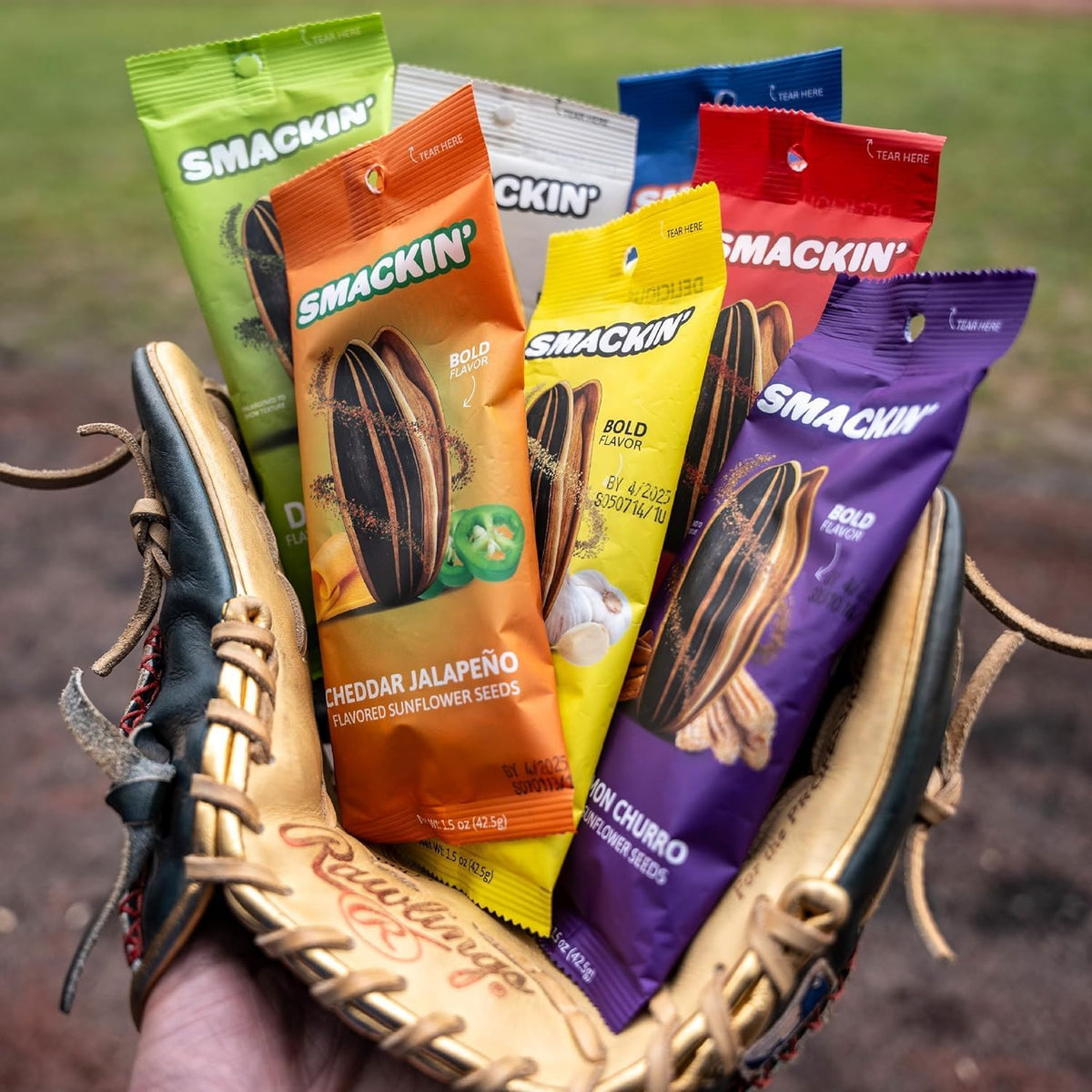 Small-batch SMACKIN' Sunflower Seeds production label emphasizing craft.