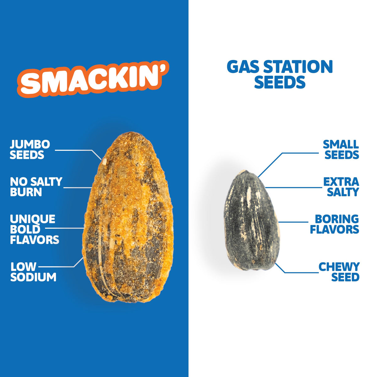 SMACKIN' Sunflower Seeds ten-flavor variety for taste-testing and sharing.