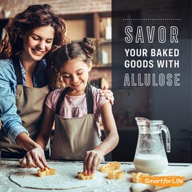 Smart for Life Allulose Sweetener bag back; vegan, gluten-free, and non-GMO.
