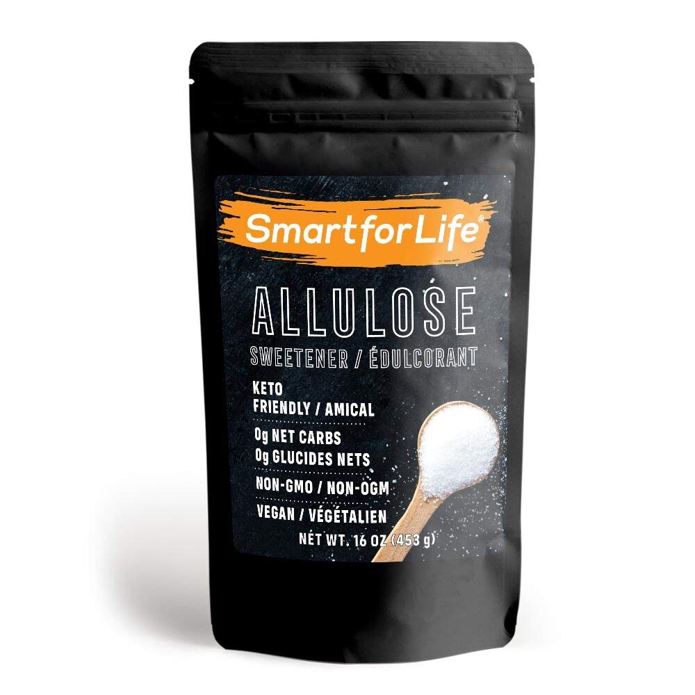Smart for Life Allulose Sweetener bag front view; zero net carbs for keto baking.