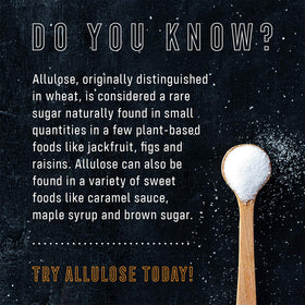 Smart for Life Allulose Sweetener on dessert plate; 70% as sweet as sugar.