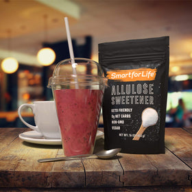 Smart for Life Allulose Sweetener in a kitchen scene; easy to measure for recipes.