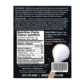 Smart for Life AlluloseSweetener label close-up; USA-made in SQF Level 2 facility.