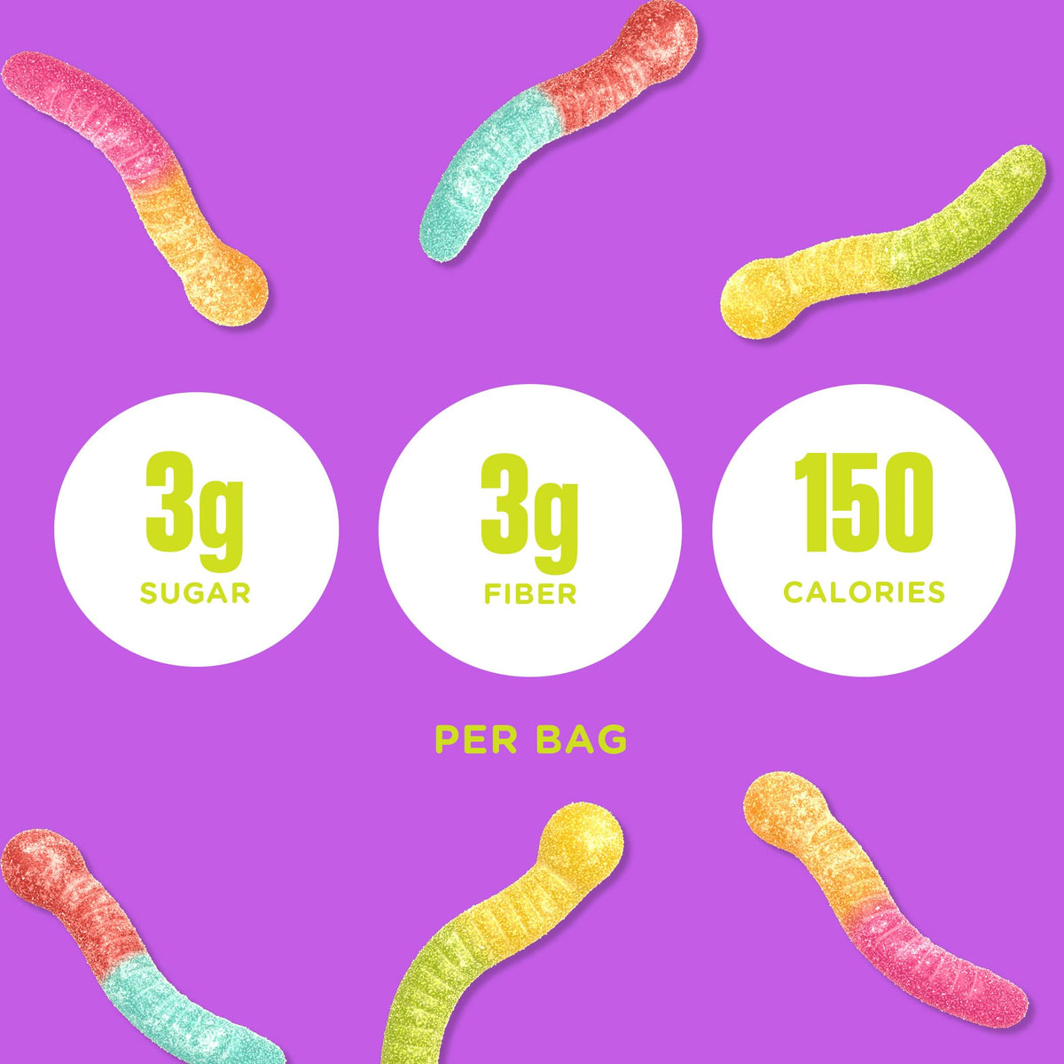 SmartSweets Gummy Worms share bag for parties, easy to portion and share.