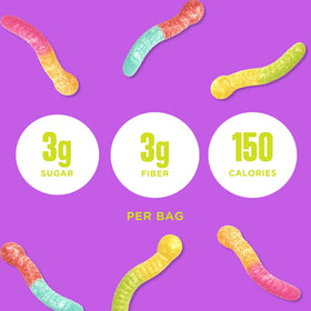 SmartSweets Gummy Worms share bag for parties, easy to portion and share.