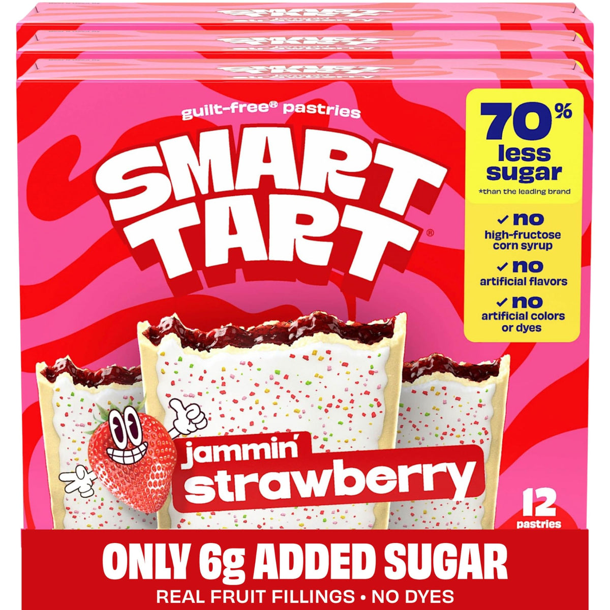 Smart Tart strawberry pastries in a box front, convenient breakfast option for families.