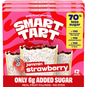 Smart Tart strawberry pastries in a box front, convenient breakfast option for families.