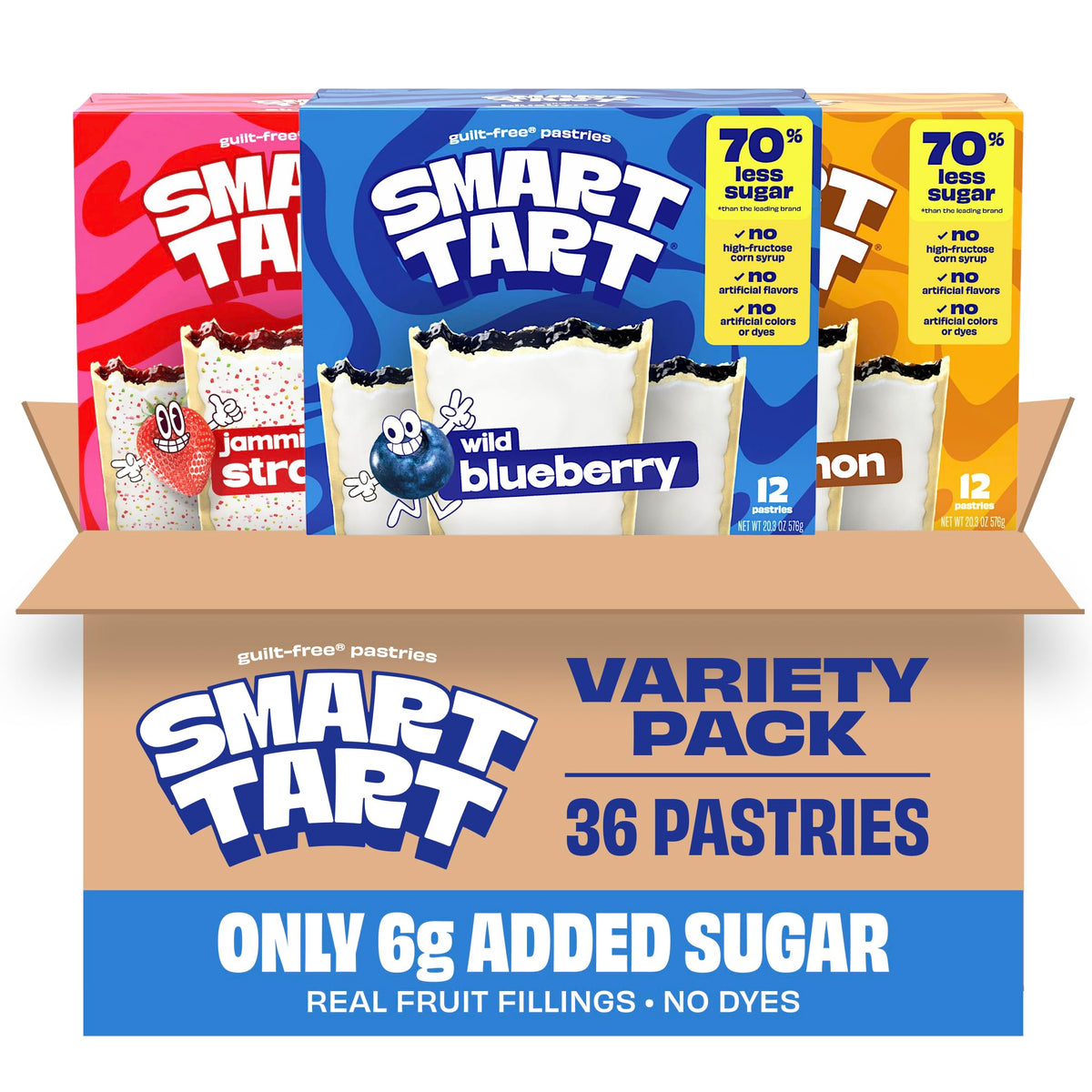 SMART TART variety pack front view, a convenient shelf-stable breakfast option.