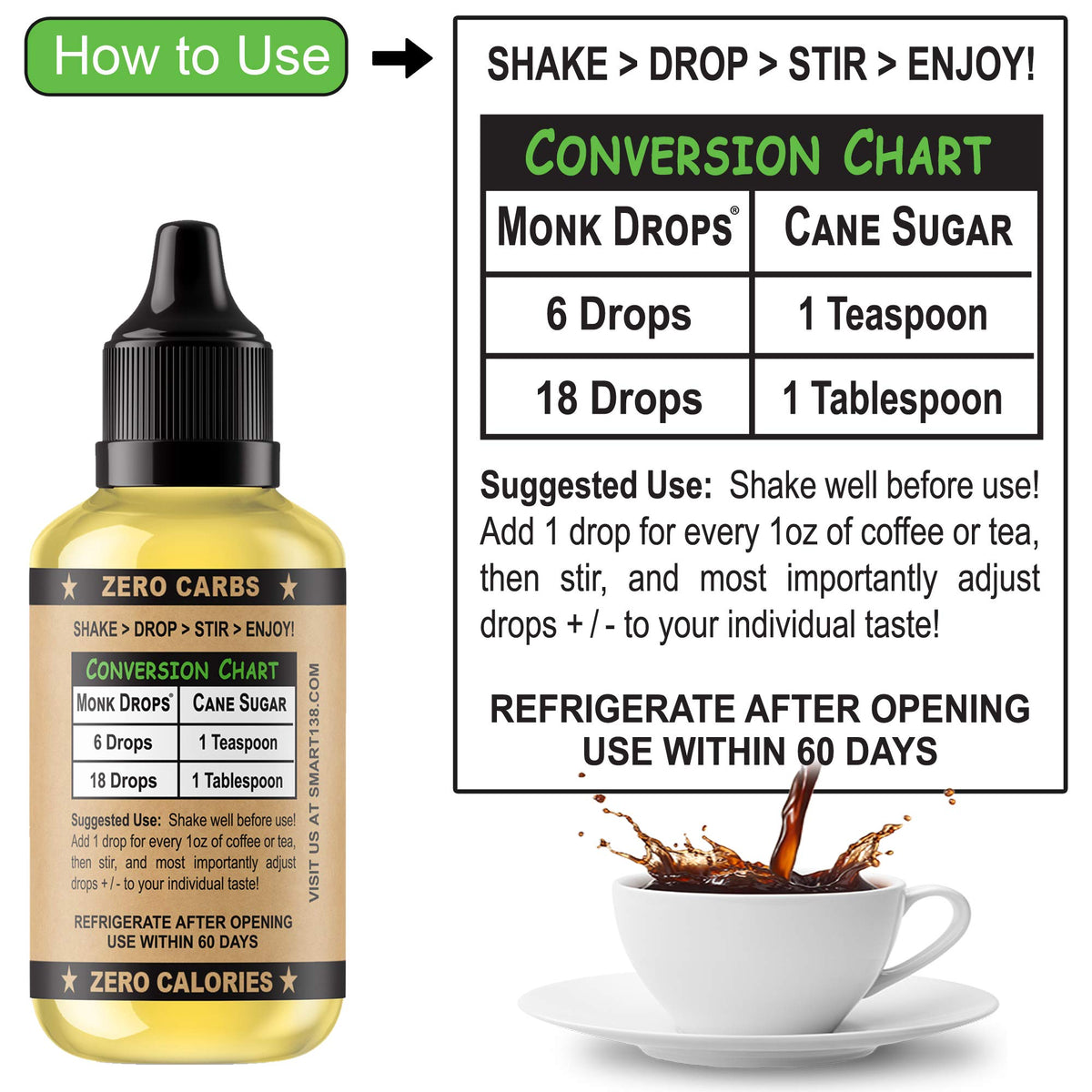 Smart138 Monk Drops added to a cup of coffee lets you tailor sweetness.