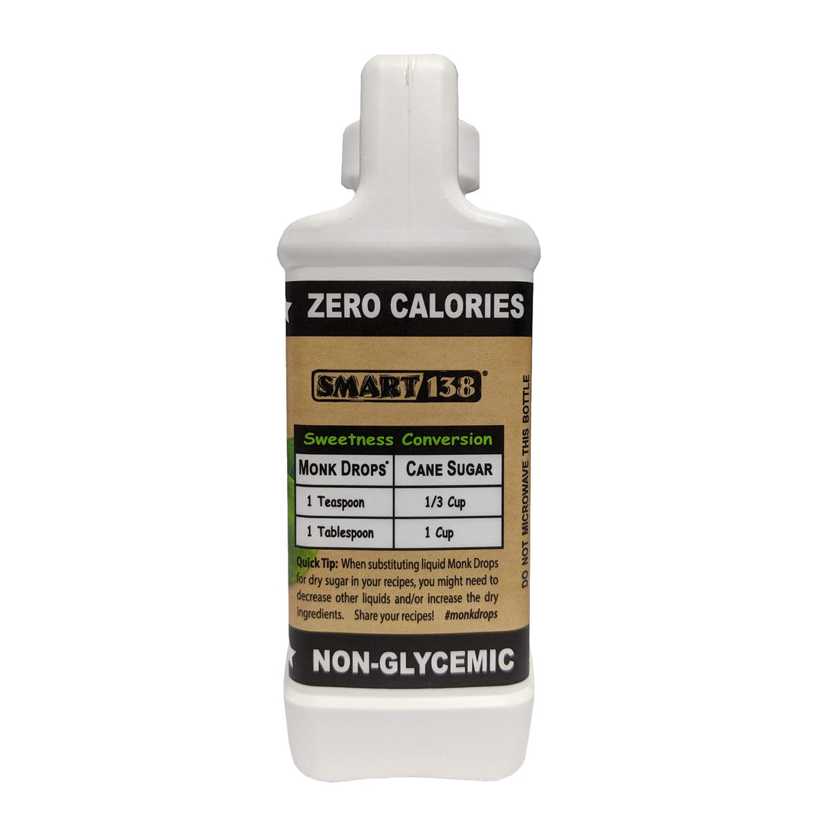 Smart138 Monk Drops nutrition label highlights zero calories and zero sugar