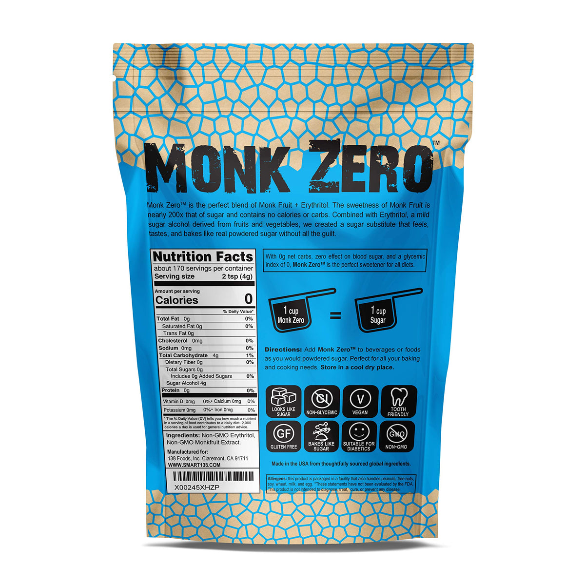 Smart138 Monk Zero cup demonstrates easy 1:1 sugar substitution for recipes.