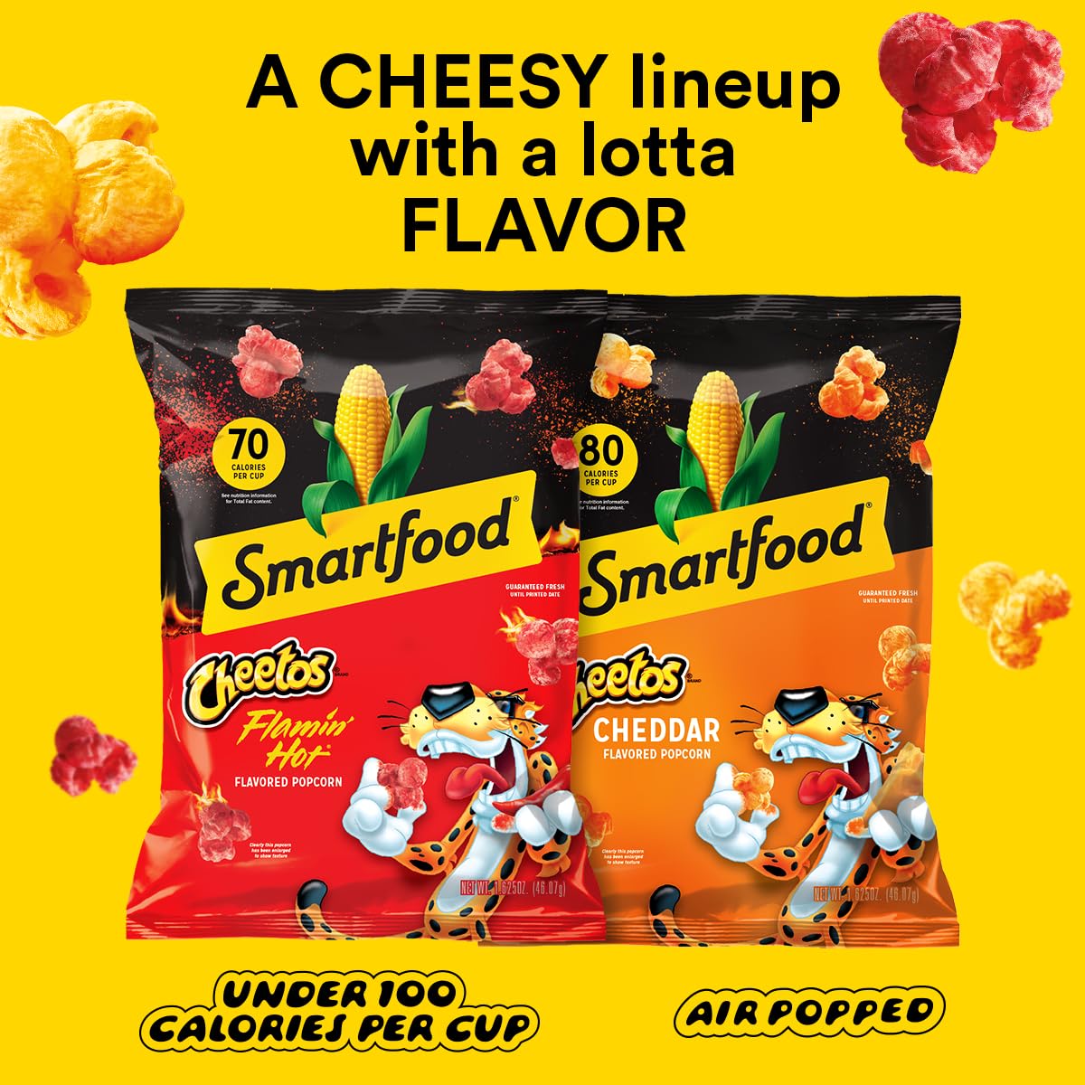Smartfood Popcorn pack on shelf for easy storage and access.
