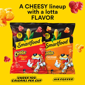 Smartfood Popcorn pack on shelf for easy storage and access.