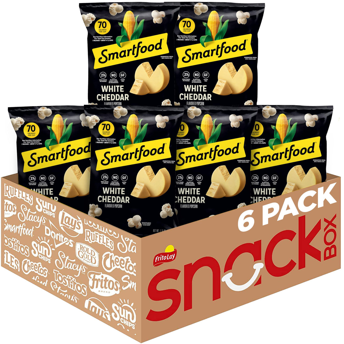 Smartfood white cheddar popcorn bag, savory flavor ready for a quick snack.