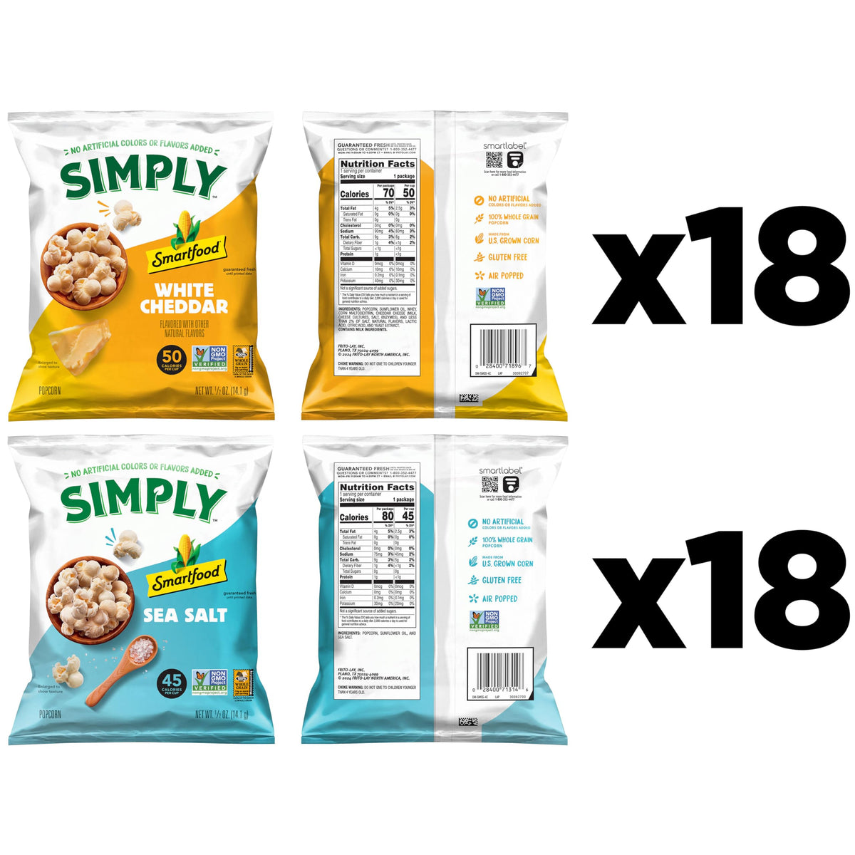 Smartfood White Cheddar popcorn bag close-up, crunchy flavor for lunches