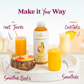 Smartfruit Aloha Pineapple Purée in a smoothie cup ready to blend