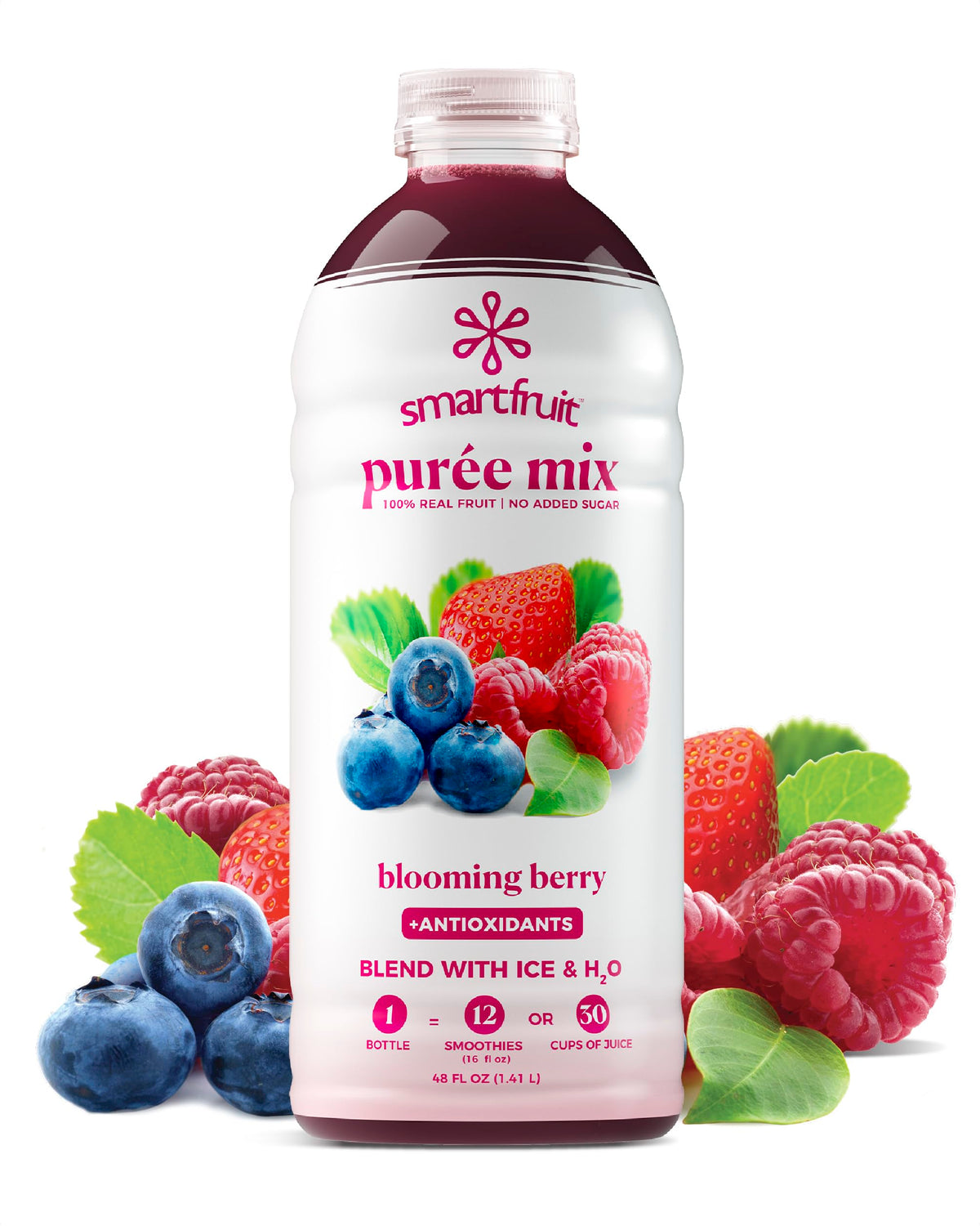 Smartfruit Blooming Berry Purée bottle for smoothies and drinks.