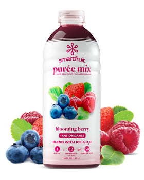 Smartfruit Blooming Berry Purée bottle for smoothies and drinks.