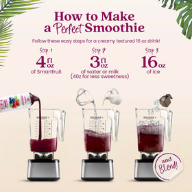 Smartfruit Blooming Berry Purée smoothie cup adds real fruit.