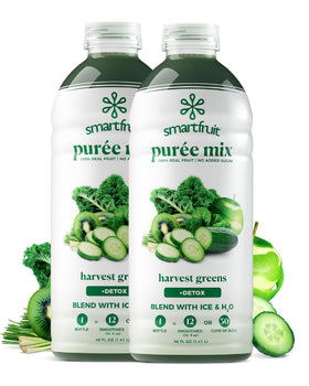 Smartfruit Harvest Greens and Detox bottle ready for smoothies