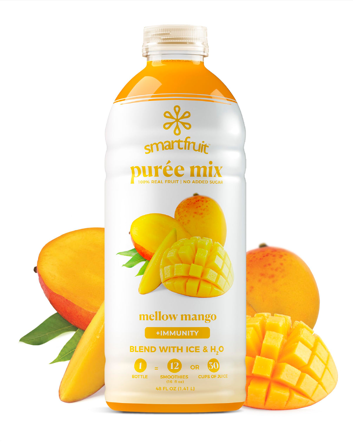 Smartfruit Mellow Mango bottle ready for smoothies