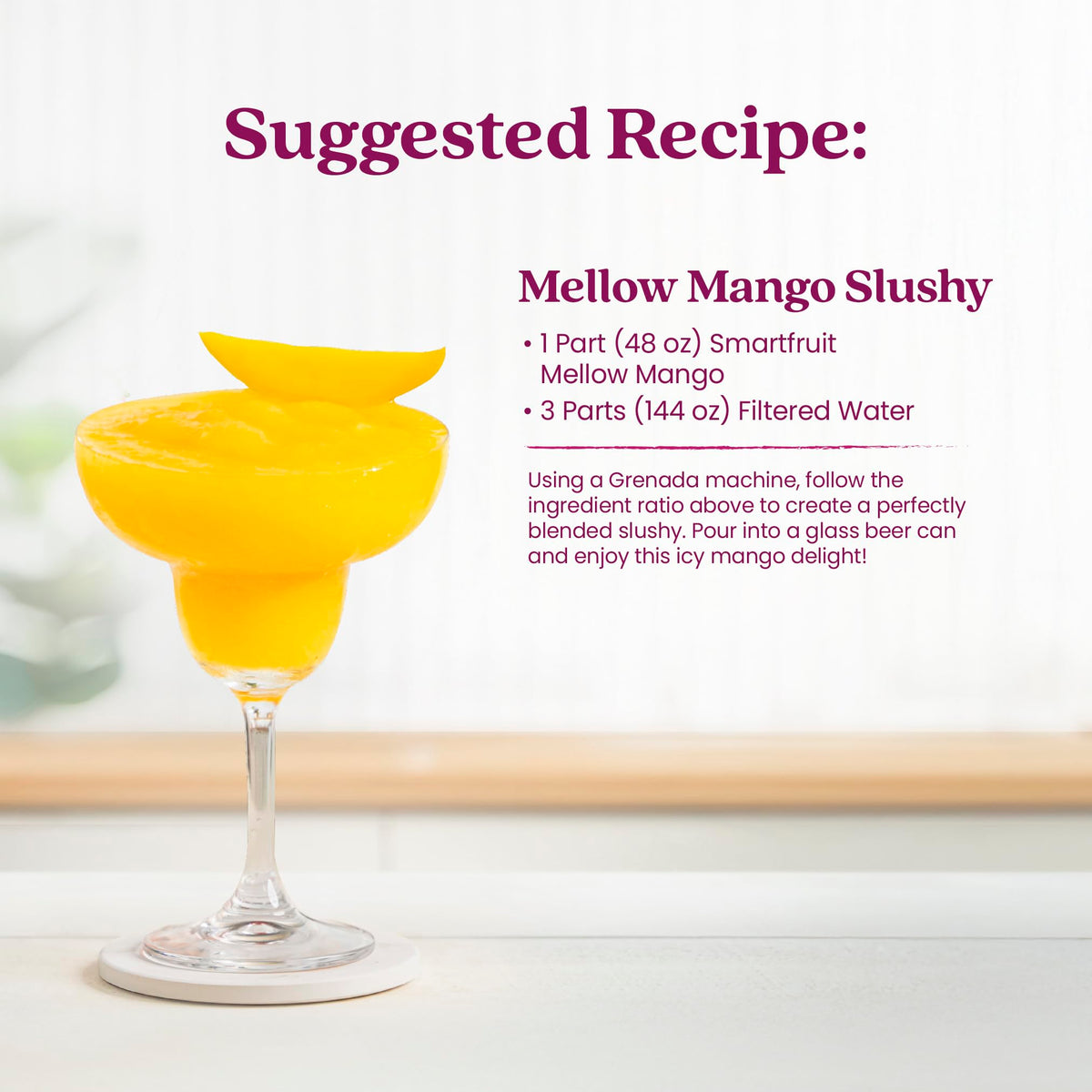 Measuring spoon beside Smartfruit Purée illustrating simple serving sizes.