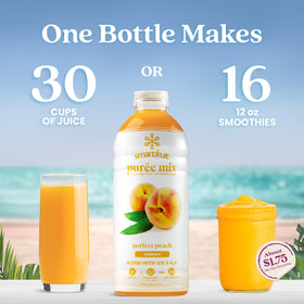 Smartfruit Perfect Peach Energy label closeup highlighting the fruit blend
