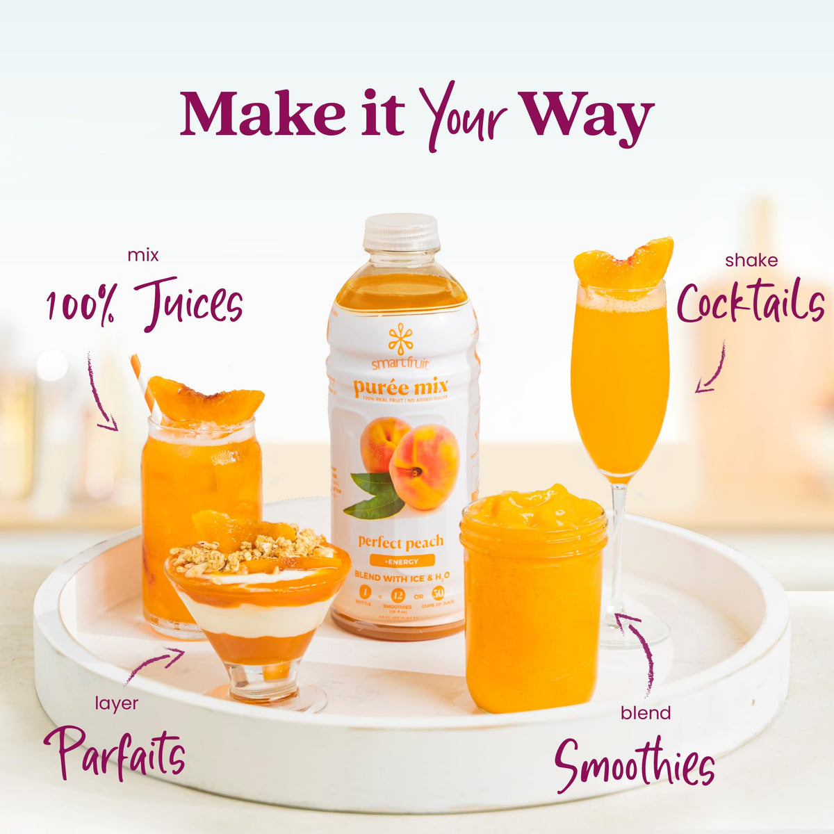 Smartfruit Perfect Peach Energy produced in the USA, non-GMO and vegan