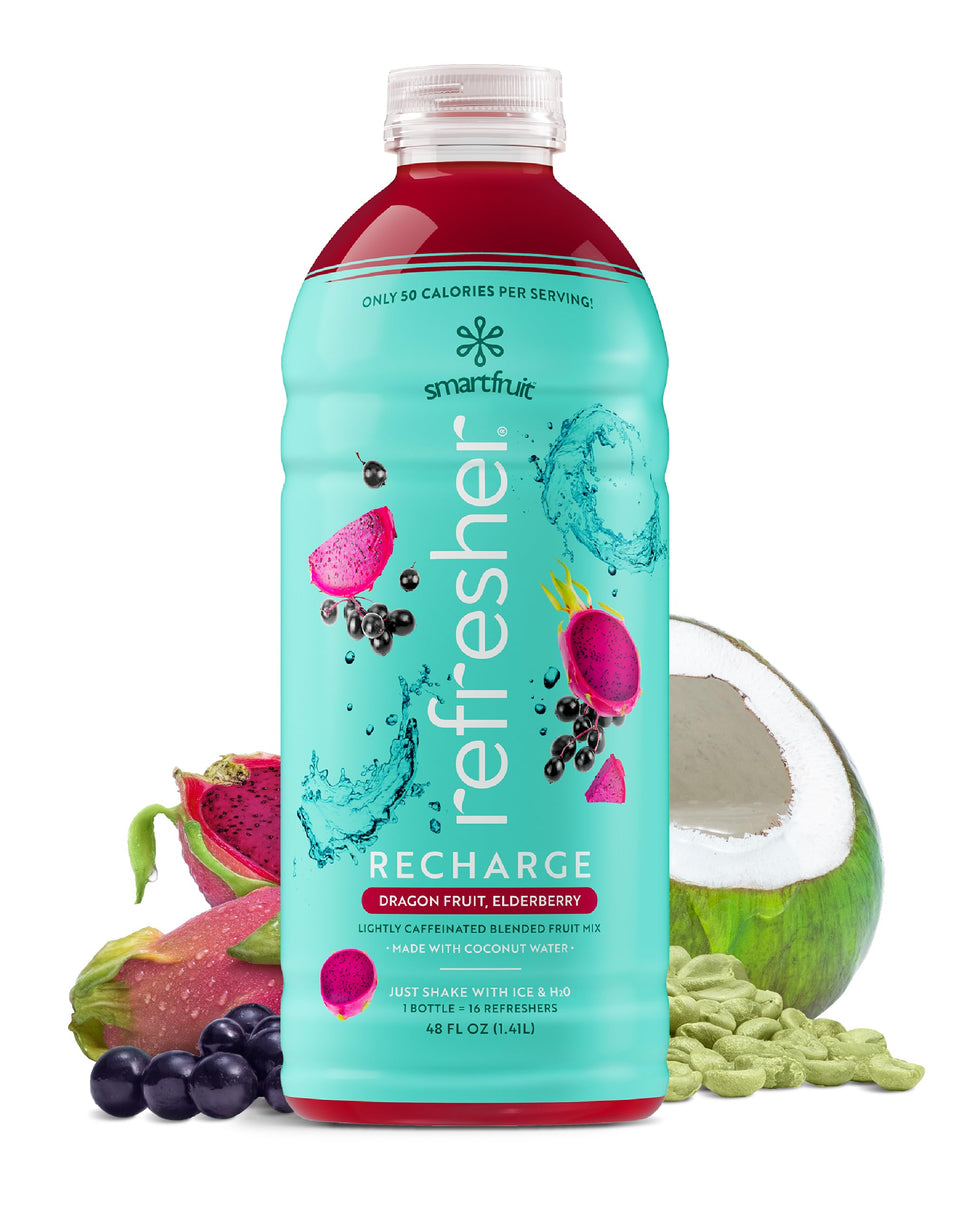 Smartfruit Recharge Refresher dragon fruit bottle with real juice for refreshing hydration.