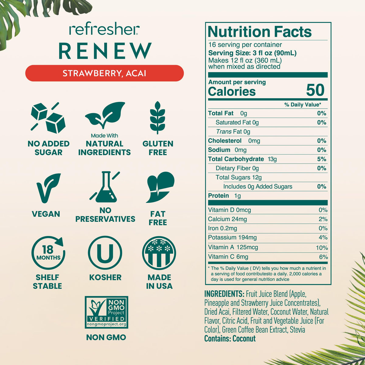 Ingredients panel confirms non-GMO vegan gluten-free qualities