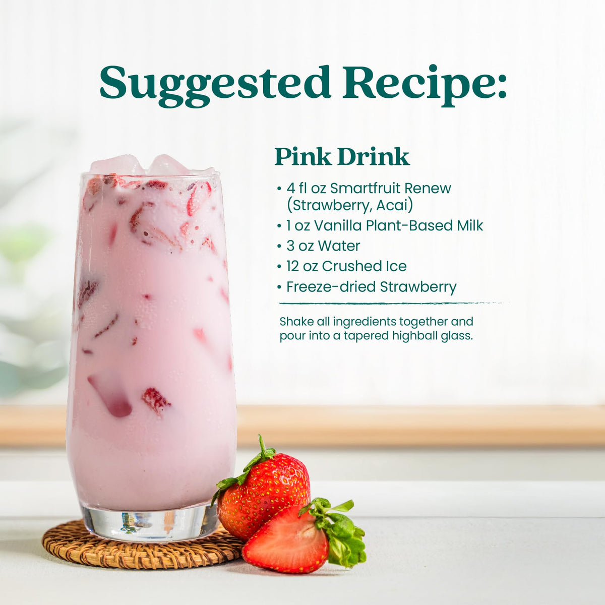 Label close-up emphasizes real fruit juice and no added sugar promise