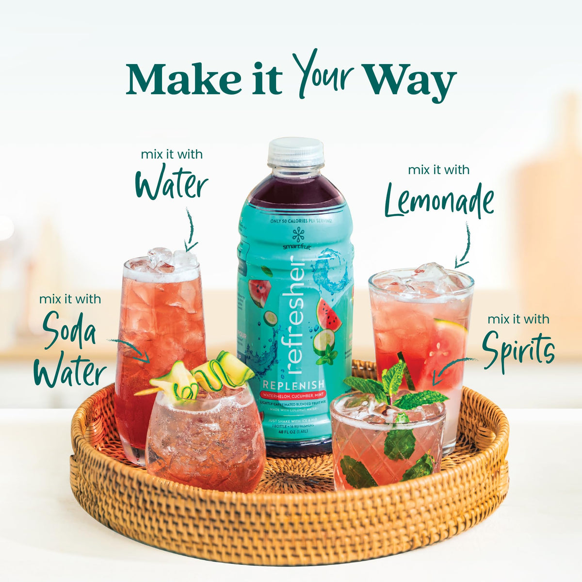 Green coffee bean extract icon signals natural energy from Smartfruit Refresher.